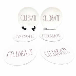 Rae Dunn "Celebrate" Melamine Plates Artisan Collection By Magenta Set of 6